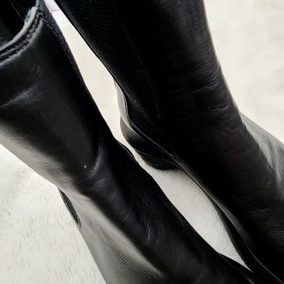 NEW Jill Sander Block Heel Black Leather Chelsea Boot Elasticated Panels - Picture 14 of 16